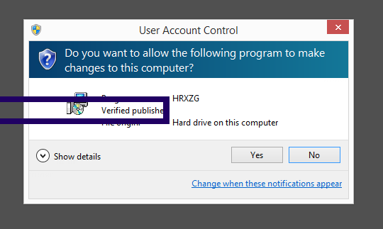 Screenshot where Intel Graphics Internal 2023 appears as the verified publisher in the UAC dialog